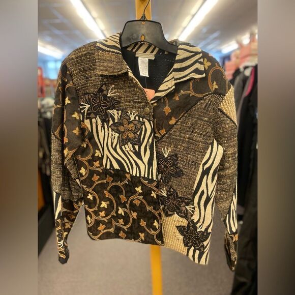 Coldwater Creek s/m multi fabric / multibrown color jacket - Picture 1 of 3